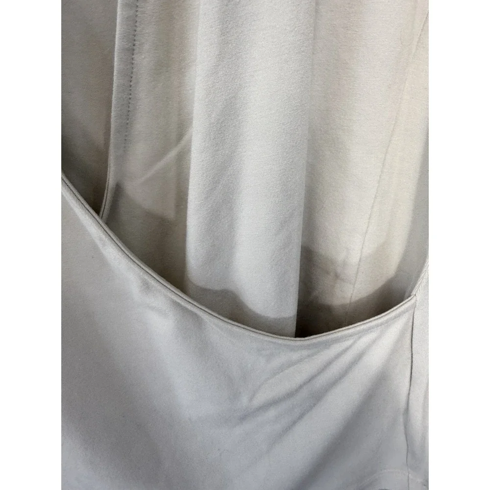 CAbi Creamy Light Taupe Long‎ Sleeved Faux Wrap Pullover Size M